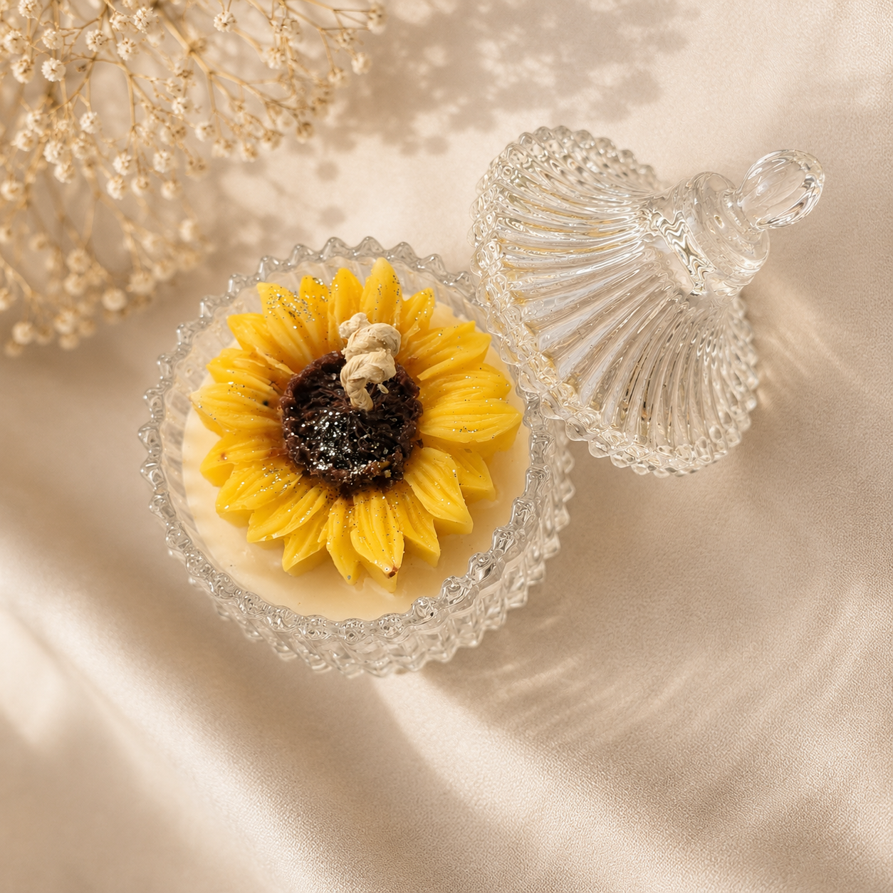 sunflower crystal jar candle